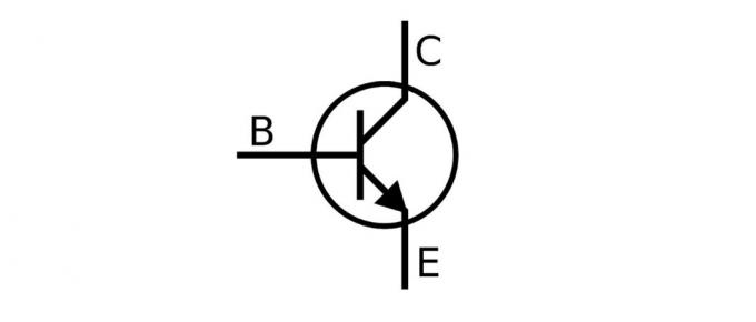Grafisk symbol av transistorn i kretsen