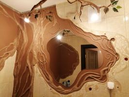 När man tittar på de tråkiga väggar i badrummet jag ville göra det mer livlig: badrumsrenovering i Eco-stil