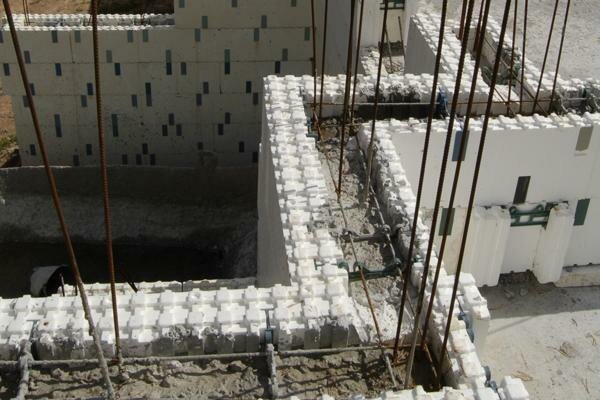 Processen för att fylla hålrummen med betong