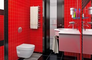 5-ka snygga färgkombinationer av material, möbler och tillbehör för badrummet. säger designer