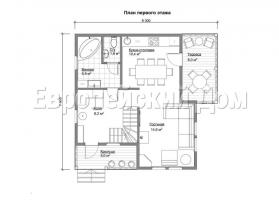 Polutoraetazhny hus 7x8 imponerar med en perfekt layout för hela familjen